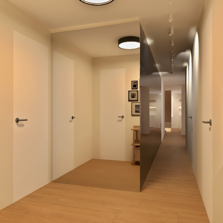 Stanovanje K — hodnik z ogledali